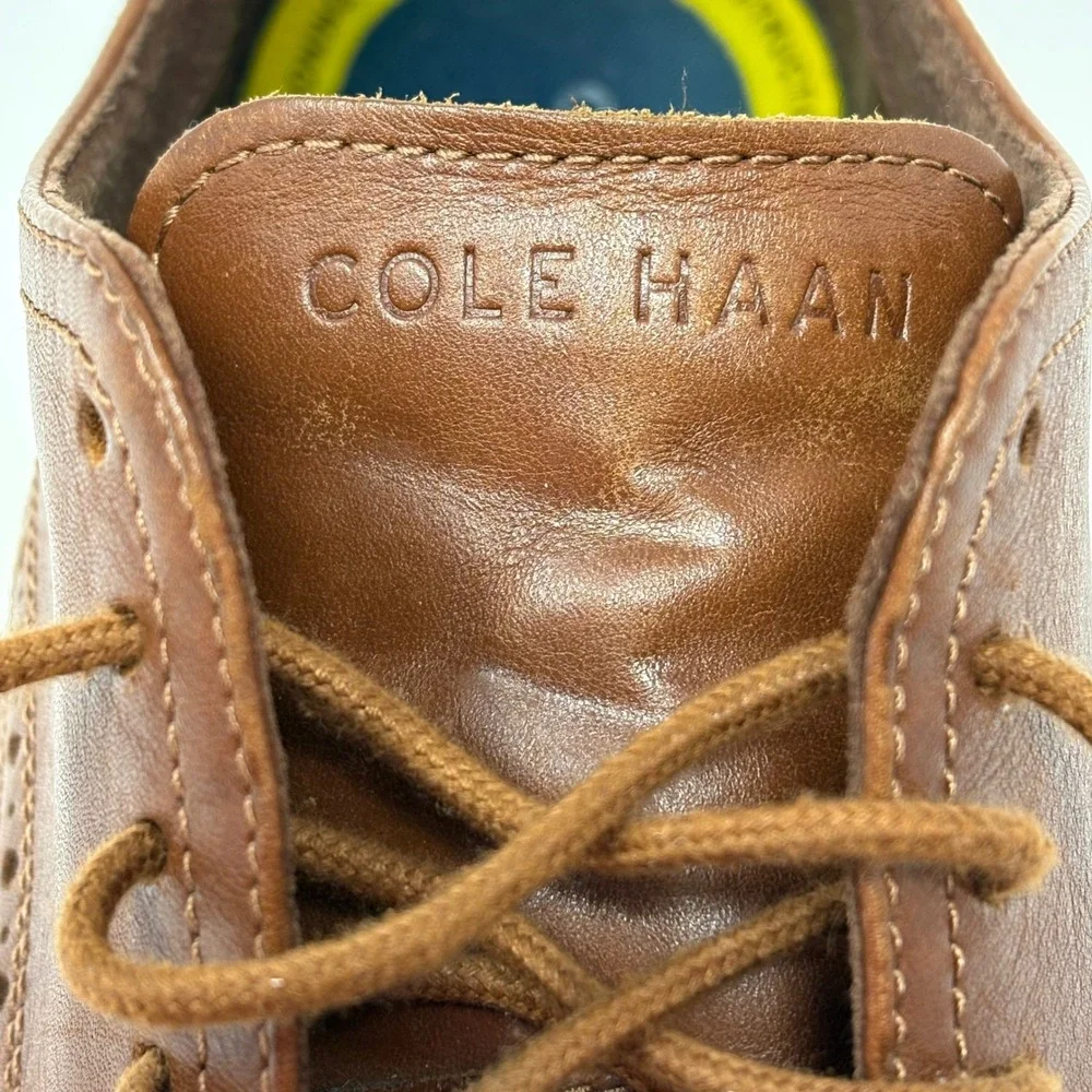 Cole‎ Haan Grand+ Wingtip Oxford Brown Leather Lightweight Shoes Men's 10.5M